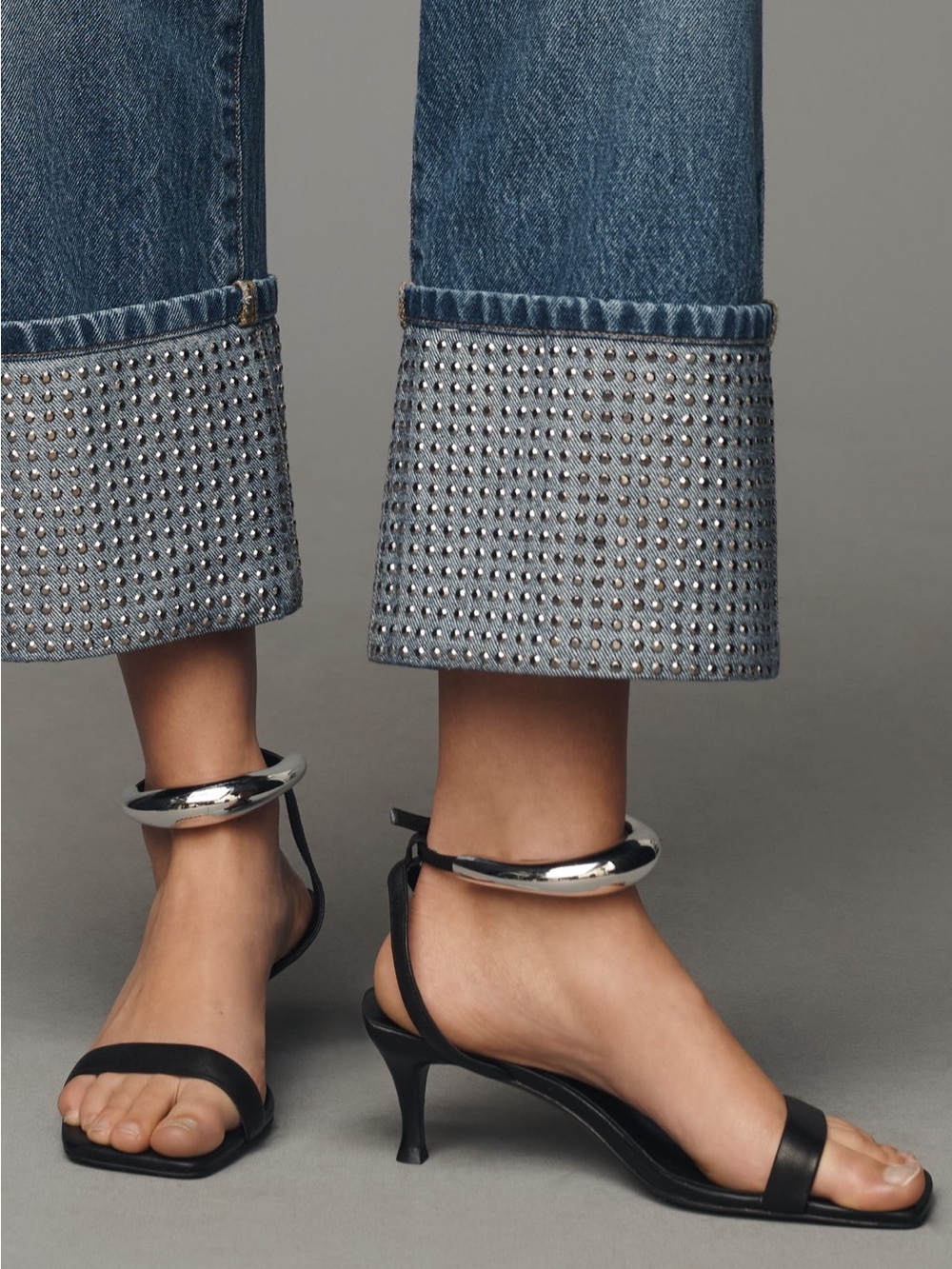 The Lonnie Cuffed High-Rise Crop Jeans by Pilcro: Sparkle Edition - Picture 3 of 7